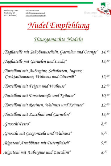 Nudel Empfehlung Ristorante & Pizzeria Gargano in Rödermark